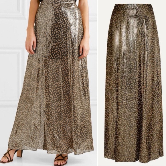 Leopard Print Pleated Chiffon Flowy Maxi Skirt with Sheer Overlay Size Small NWT - Picture 10 of 10